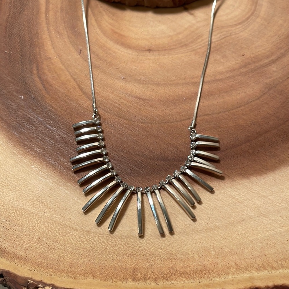 Funky, silver necklace, adjustable at clasp